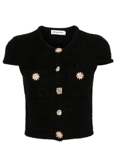 Women's Embellished Button Cardigan Black - SELF PORTRAIT - BALAAN 2