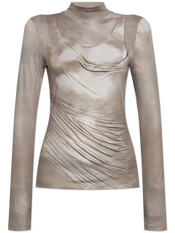 Balmain Top With Stand-up Collar, Women's, Grey - BALMAIN - BALAAN 1