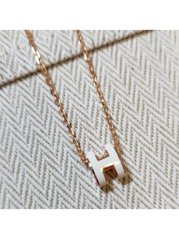 Mini Pop H Pendant Rose Gold & Blanc - HERMES - BALAAN 3