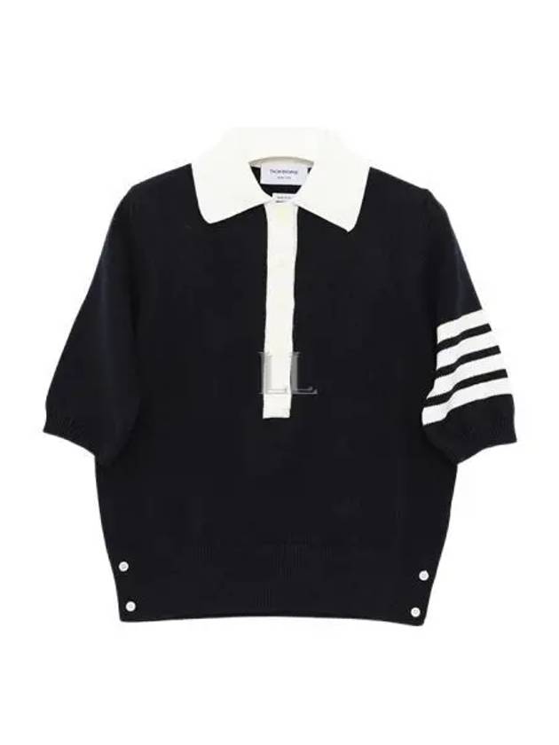 Cotton 4-Bar Hector Polo T- Shirt Navy - THOM BROWNE - BALAAN 2