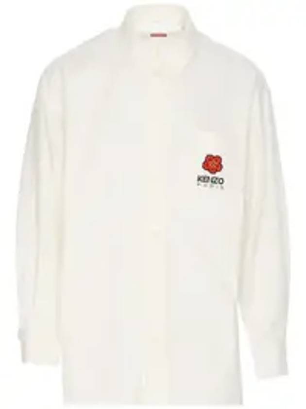 Boke Flower Embroidered Button Long Sleeve Shirt White - KENZO - BALAAN 1