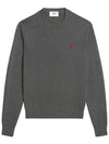 Men's Mini Heart Logo Merino Wool Knit Top Grey - AMI - BALAAN 2