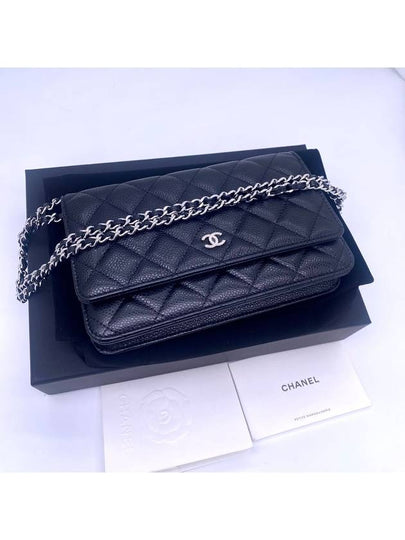 Classic Crossbag On Chain Grained Calfskin & Silver Black - CHANEL - BALAAN 2