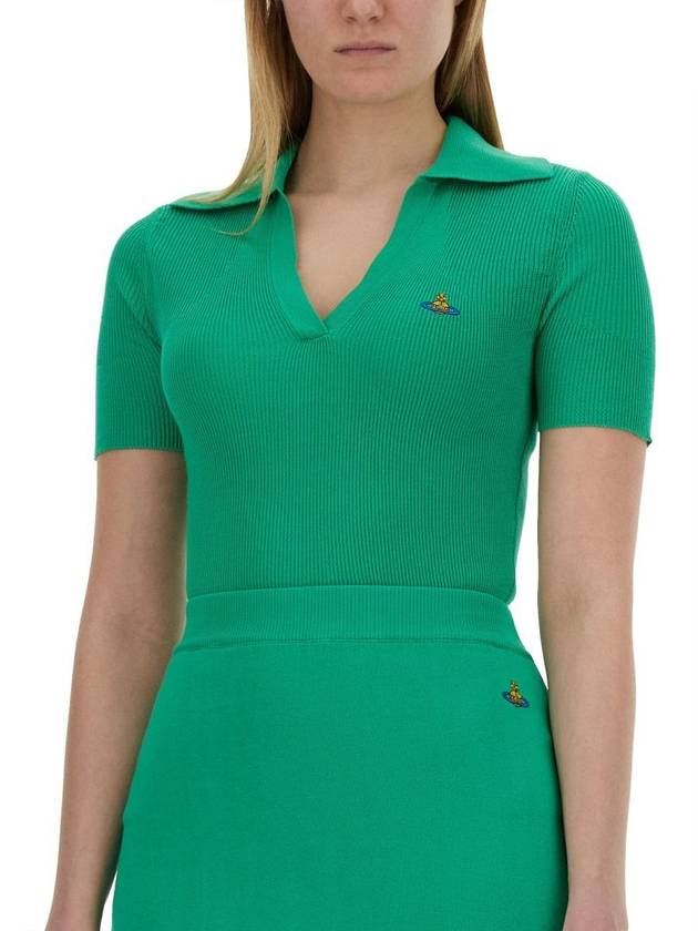 Marina Polo Knit Top Green - VIVIENNE WESTWOOD - BALAAN 5