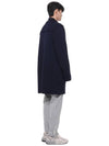 Cotton Cashmere Interlock 4-Bar Polo Collar Overcoat Navy - THOM BROWNE - BALAAN 7