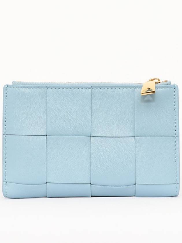 Intrecciato Flap Zipper Medium Half Wallet Light Blue - BOTTEGA VENETA - BALAAN 3