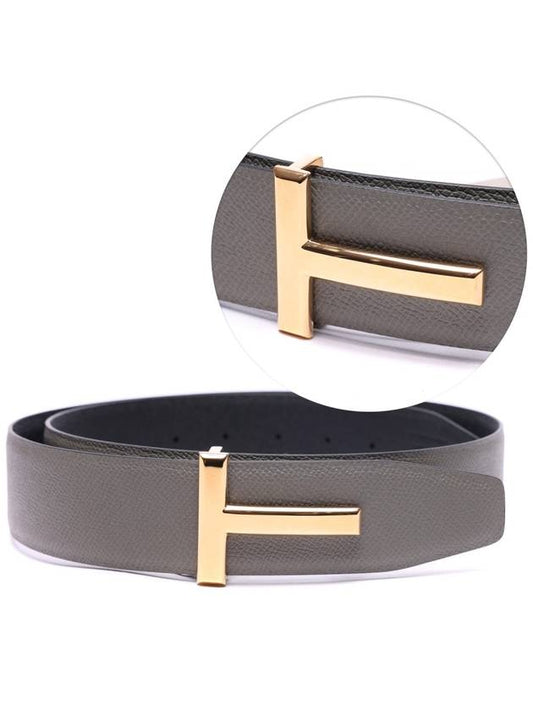 T Buckle Reversible Leather Belt Black Ash Grey - TOM FORD - BALAAN 2