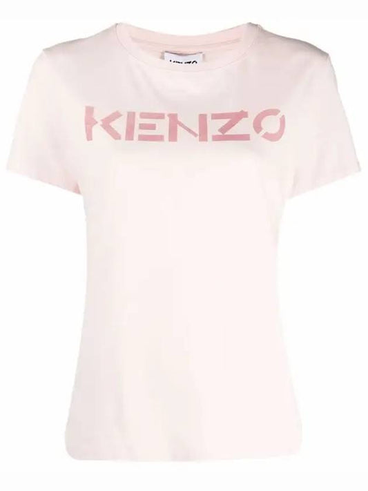 logo print cotton short sleeve t-shirt pink - KENZO - BALAAN.