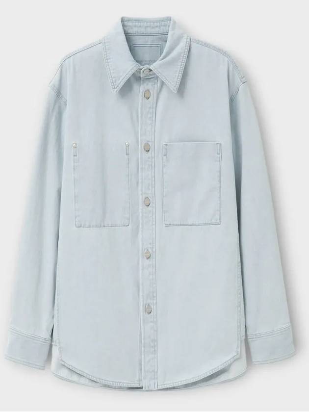 Back Logo Denim Cotton Long Sleeve Shirt Blue - WOOYOUNGMI - BALAAN 3