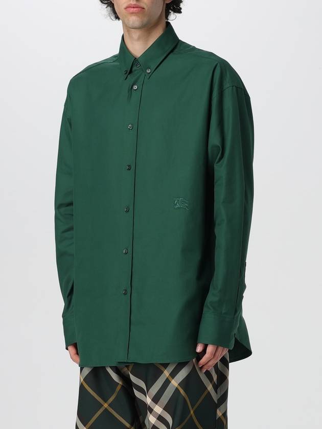 Cotton Oxford Long Sleeve Shirt Green - BURBERRY - BALAAN 4