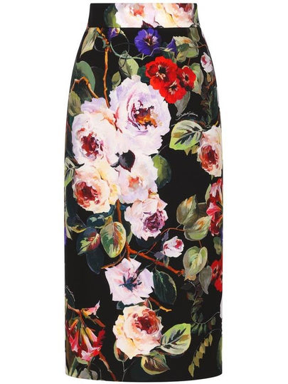 All-Over Floral Patterned Midi A-Line Skirt - DOLCE&GABBANA - BALAAN 2