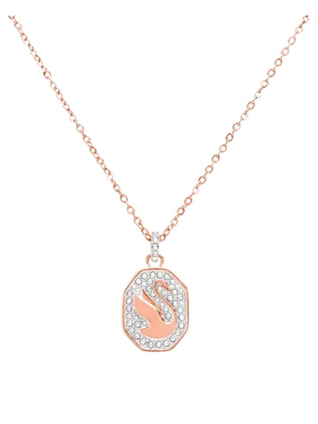 Swan Octagon Emblem Pendant Long Necklace Rose Gold - SWAROVSKI - BALAAN 2