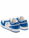 Men's Downtown Triangle Logo Leather Low Top Sneakers White Cobalt Blue - PRADA - BALAAN 6