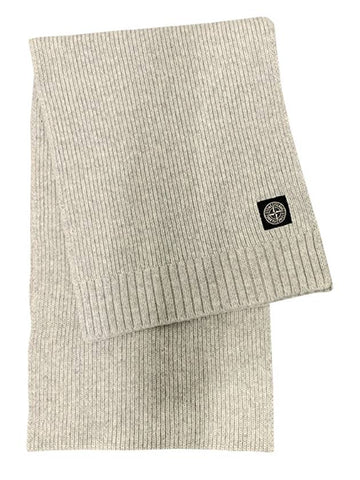 Kids Logo Patch Wool Cashmere Muffler Melange Gray 7916N02Z3 V0M64 - STONE ISLAND - BALAAN 1