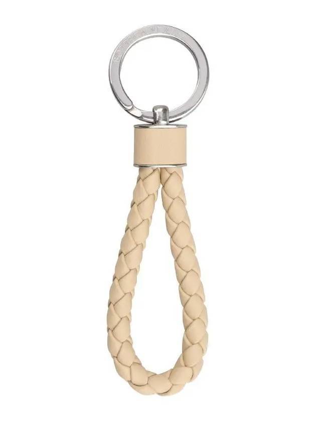 Intrecciato Leather Key Holder Ivory - BOTTEGA VENETA - BALAAN 1