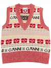 V-neck Logo Graphic Wool Blend Vest - GANNI - BALAAN 2