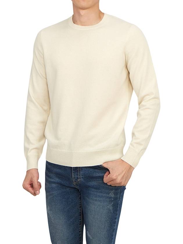 Men's Crew Neck Cashmere Knit Top Off White - DRUMOHR - BALAAN 6