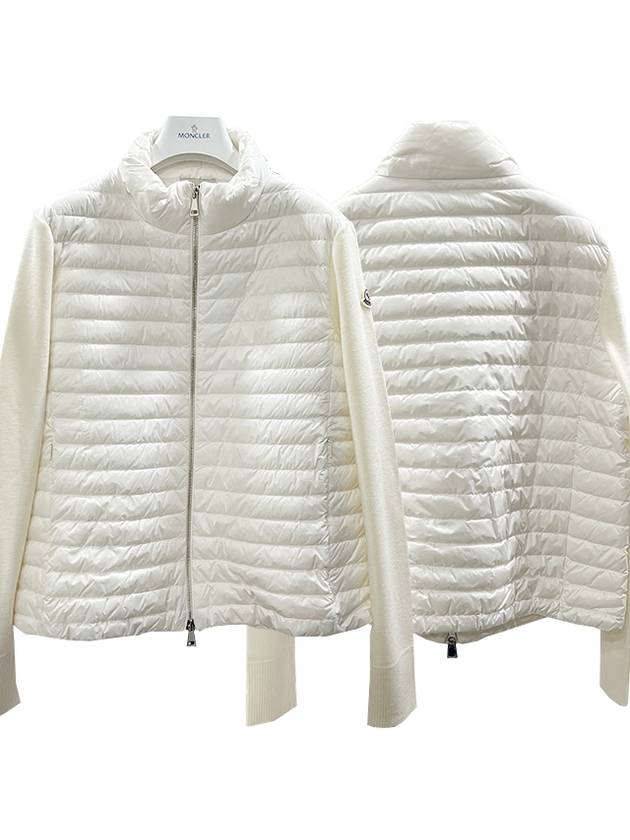 Women's High Neck Wool Padded Cardigan White - MONCLER - BALAAN 2