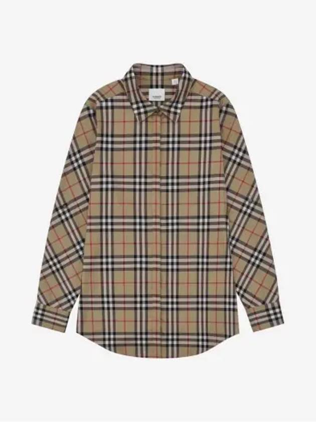 Vintage Check Cotton Twill Shirt Beige - BURBERRY - BALAAN 2