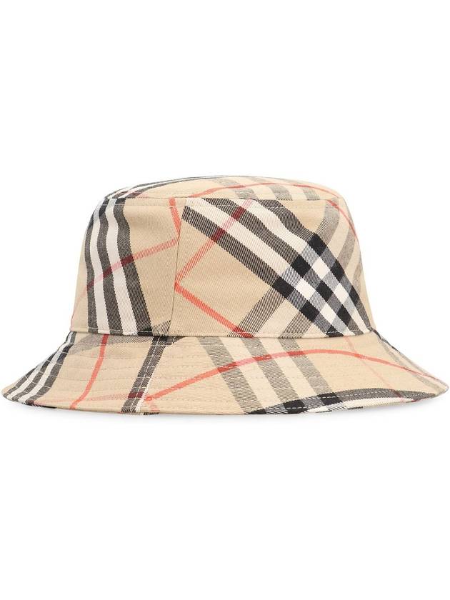 Check Cotton Blend Bucket Hat Beige - BURBERRY - BALAAN 4