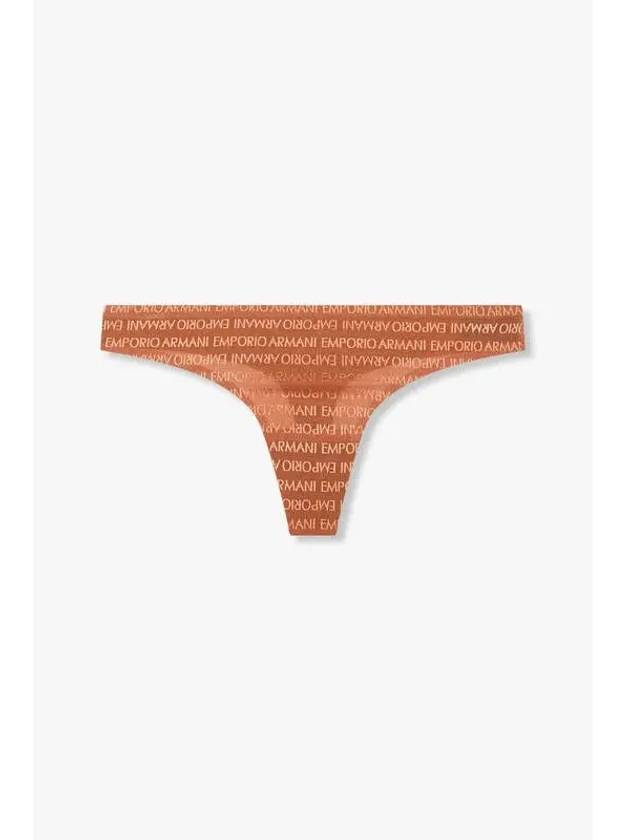 UNDERWEAR Women s Embroidered Logo Pattern Mesh Thong Brown - EMPORIO ARMANI - BALAAN 1