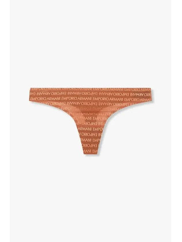 UNDERWEAR Women s Embroidered Logo Pattern Mesh Thong Brown - EMPORIO ARMANI - BALAAN 1