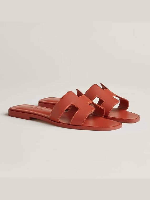 Oran Calfskin Sandals Rouge - HERMES - BALAAN 2