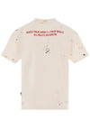 Palm Tree Painted Cotton Short Sleeve T-Shirt Ivory - PALM ANGELS - BALAAN 4