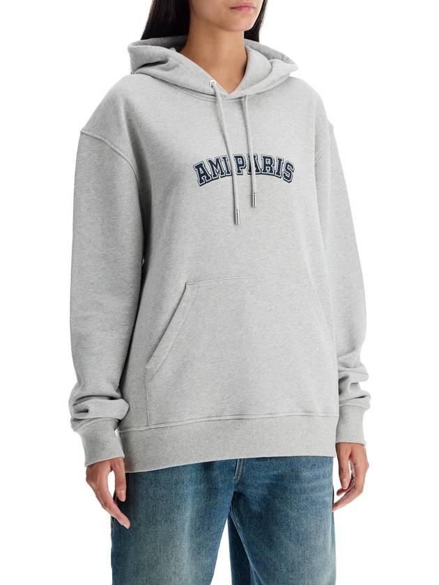 Classic Logo Print Hoodie Grey - AMI - BALAAN 3