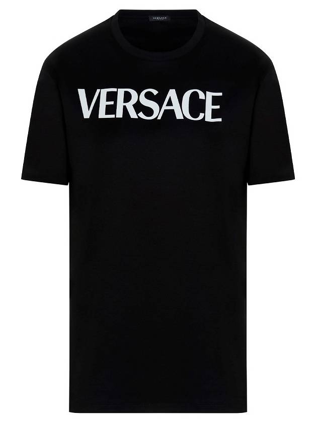 logo bag smiley print short sleeve t-shirt black - VERSACE - BALAAN.