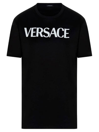 Logo Back Smiley Print Short Sleeve T-shirt Black - VERSACE - BALAAN 2