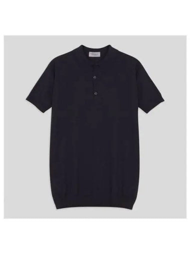 Adrian knit collar shirt navy - JOHN SMEDLEY - BALAAN 1