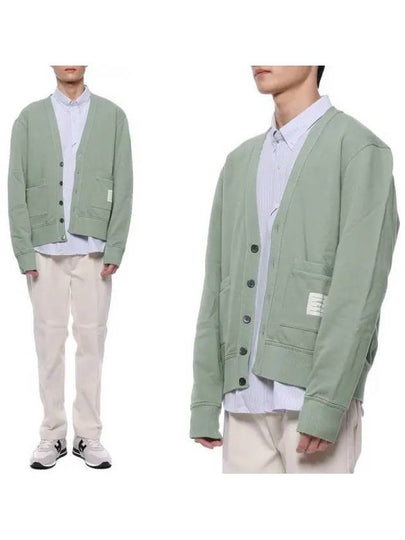 Garment Dyed V Neck Cardigan Green - THOM BROWNE - BALAAN 2