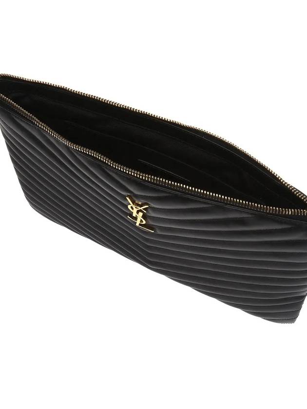 Gold Monogram Matelasse Clutch Bag Black - SAINT LAURENT - BALAAN 5