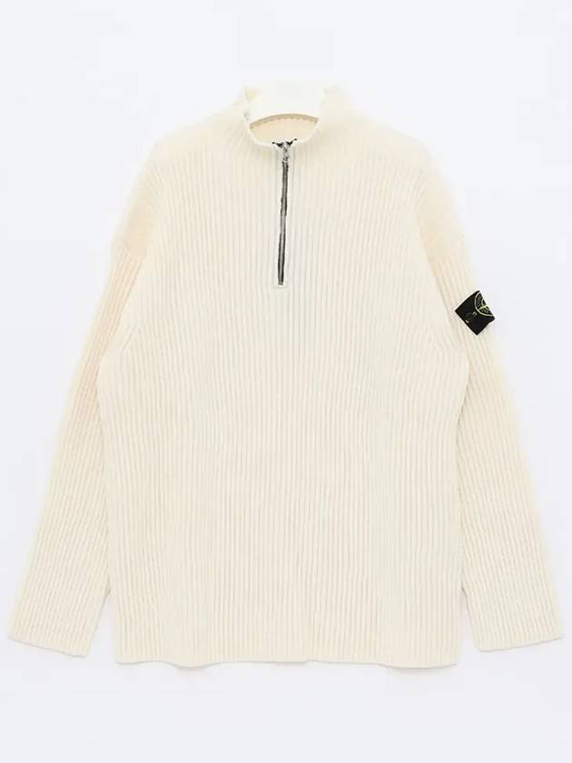 Loose Fit Virgin Wool Half-Zip Knit Top White - STONE ISLAND - BALAAN 3