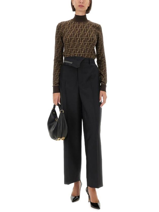 FF Cotton Turtleneck Brown - FENDI - BALAAN 3