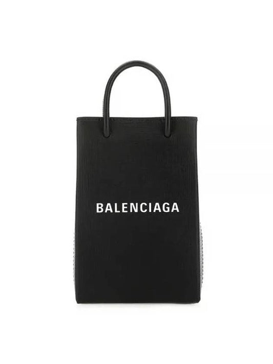 Logo Print Phone Holder Small Cross Bag Black - BALENCIAGA - BALAAN 1