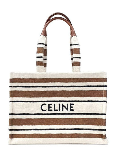 Striped Textile Logo Jacquard Large Cabas Thais Tote Bag - CELINE - BALAAN 2