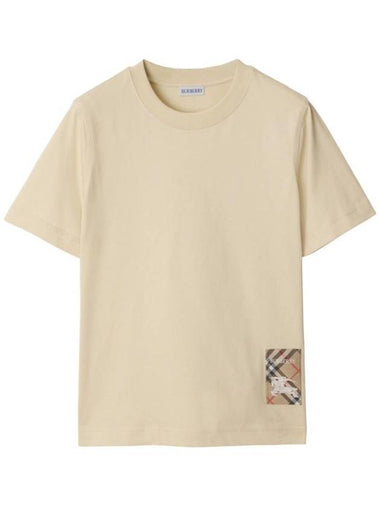 Check Label Short Sleeve T-Shirt Nutmeg - BURBERRY - BALAAN 1