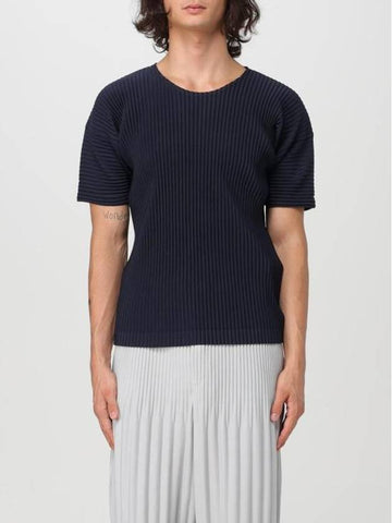 Issey Miyake Short Sleeve T Shirt HP48JK420 75 Blue - ISSEY MIYAKE - BALAAN 1