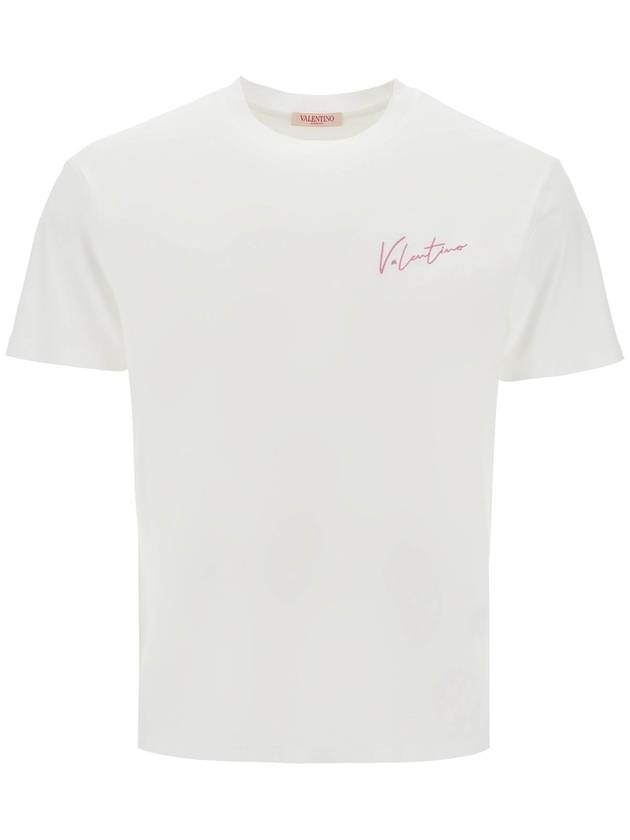 "t-shirt with embroidery and print design - VALENTINO - BALAAN 1