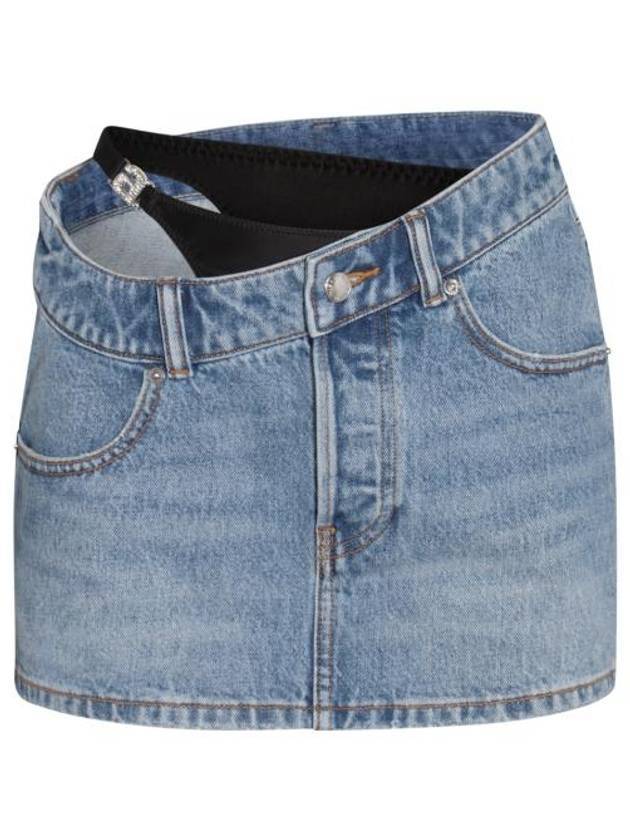 Women's Asymmetric Bikini Layer Mini Denim H-Line Skirt Light Indigo - ALEXANDER WANG - BALAAN 1