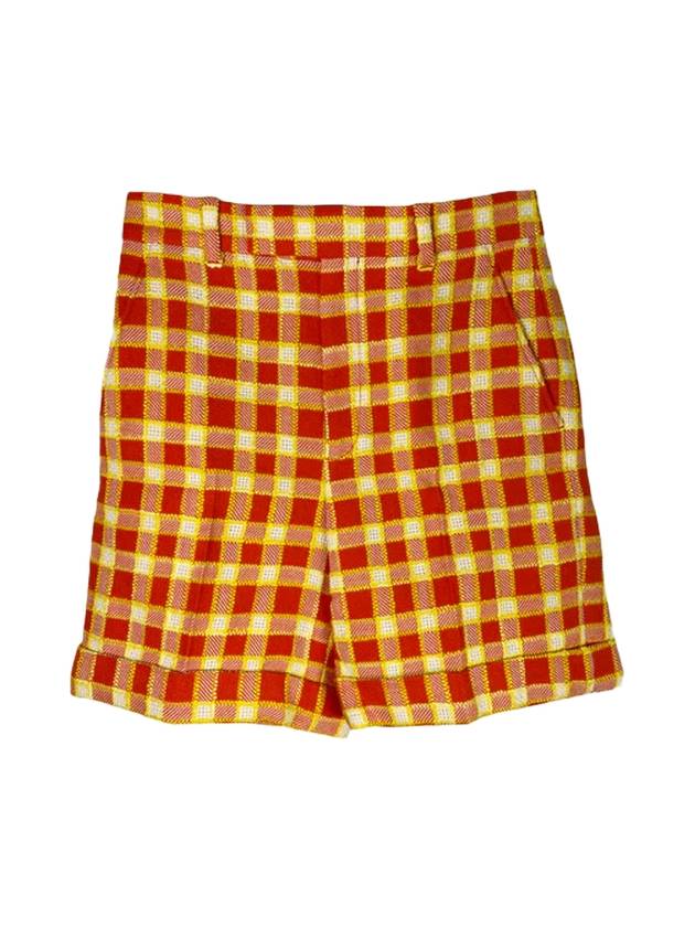 Women's Check Tweed Shorts Orange - GUCCI - BALAAN 1