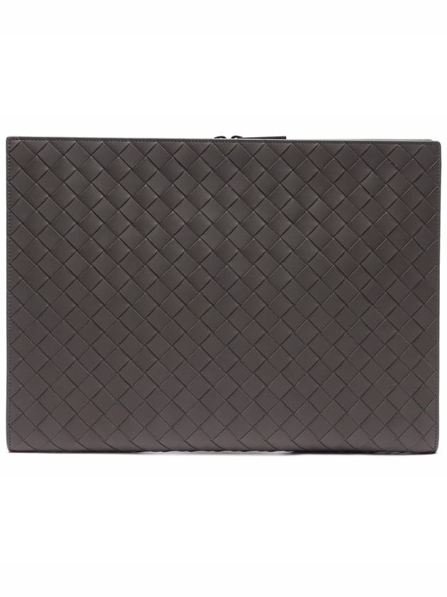 Intrecciato Document Clutch Bag Grey - BOTTEGA VENETA - BALAAN 5