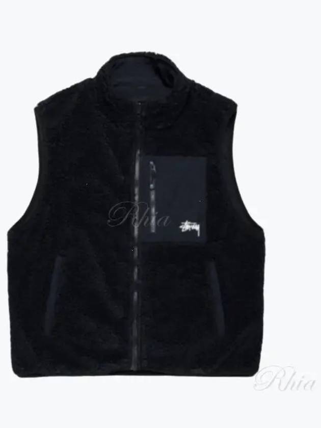 118528 Black Sherpa Reversible Vest - STUSSY - BALAAN 1