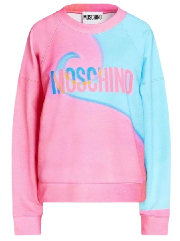 Printed French Cotton Terry Sweatshirt Pink - MOSCHINO - BALAAN 1