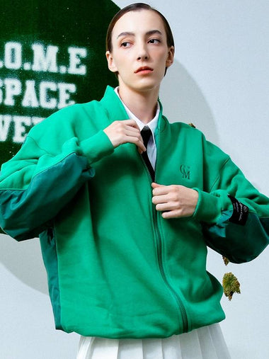 Fleece Back Cotton Jersey and Padded Shell Zip Up Sweatshirt Green - C.O.M.E - BALAAN 1