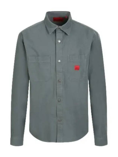 Embroidered logo patch cotton shirt - HUGO BOSS - BALAAN 1