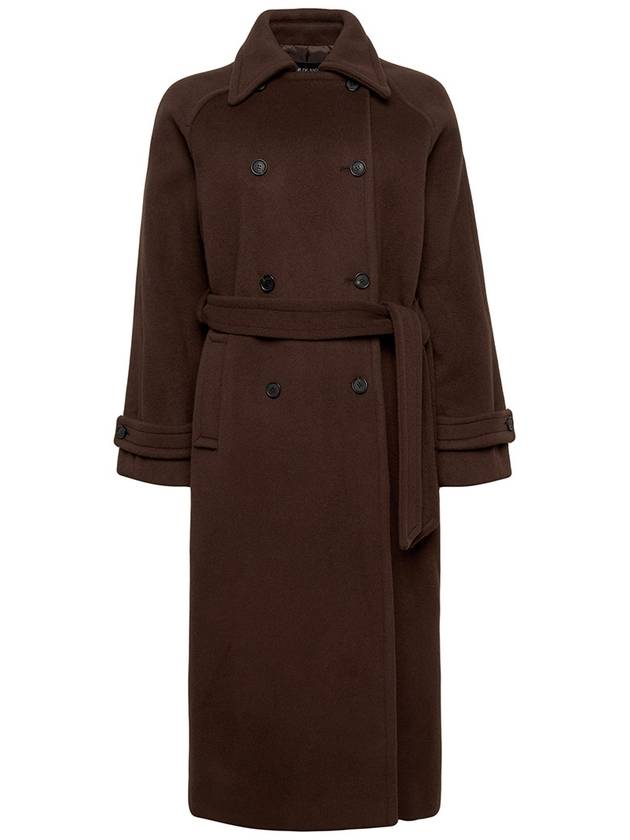 Double Balmacan Wool Coat Brown - CLAIR DE SAGE - BALAAN 1