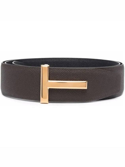 T Buckle Reversible Leather Belt Brown - TOM FORD - BALAAN 2